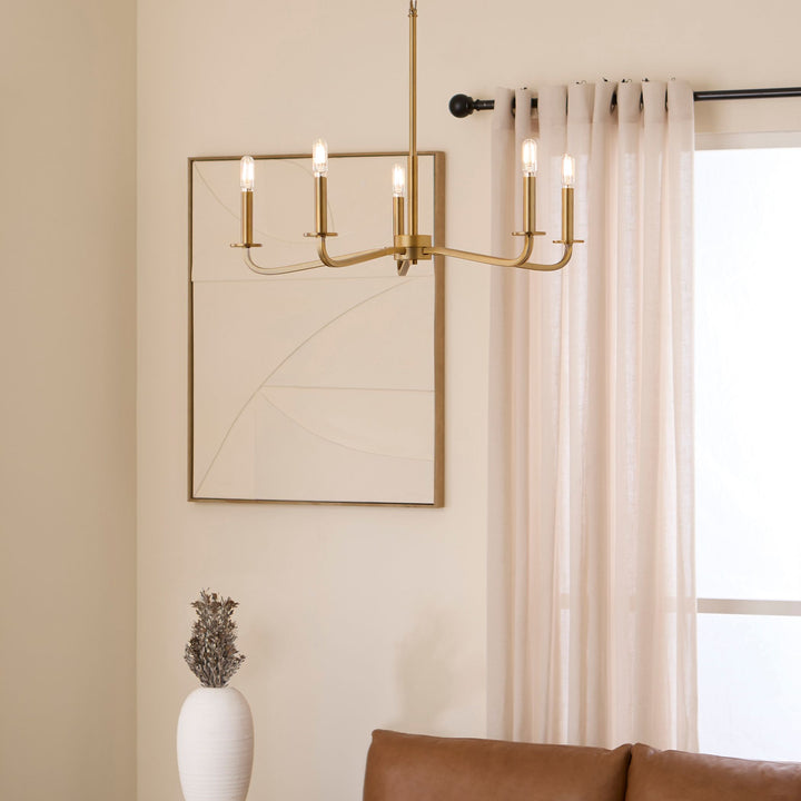 RUTHERFORD 5 Light Chandelier - Brushed Brass