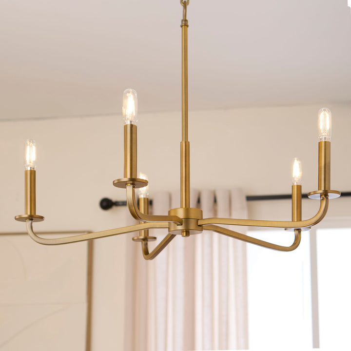 RUTHERFORD 5 Light Chandelier - Brushed Brass
