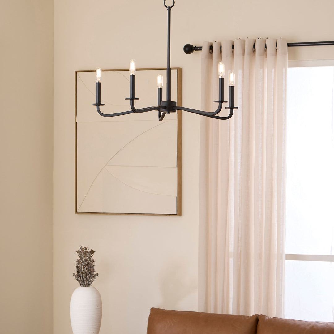 RUTHERFORD 5 Light Chandelier - Matte Black