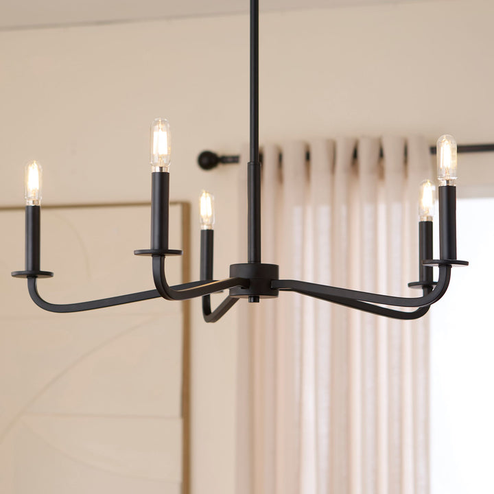 RUTHERFORD 5 Light Chandelier - Matte Black