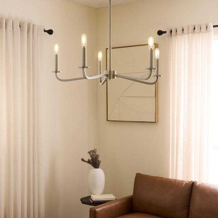RUTHERFORD 5 Light Chandelier - Satin Nickel