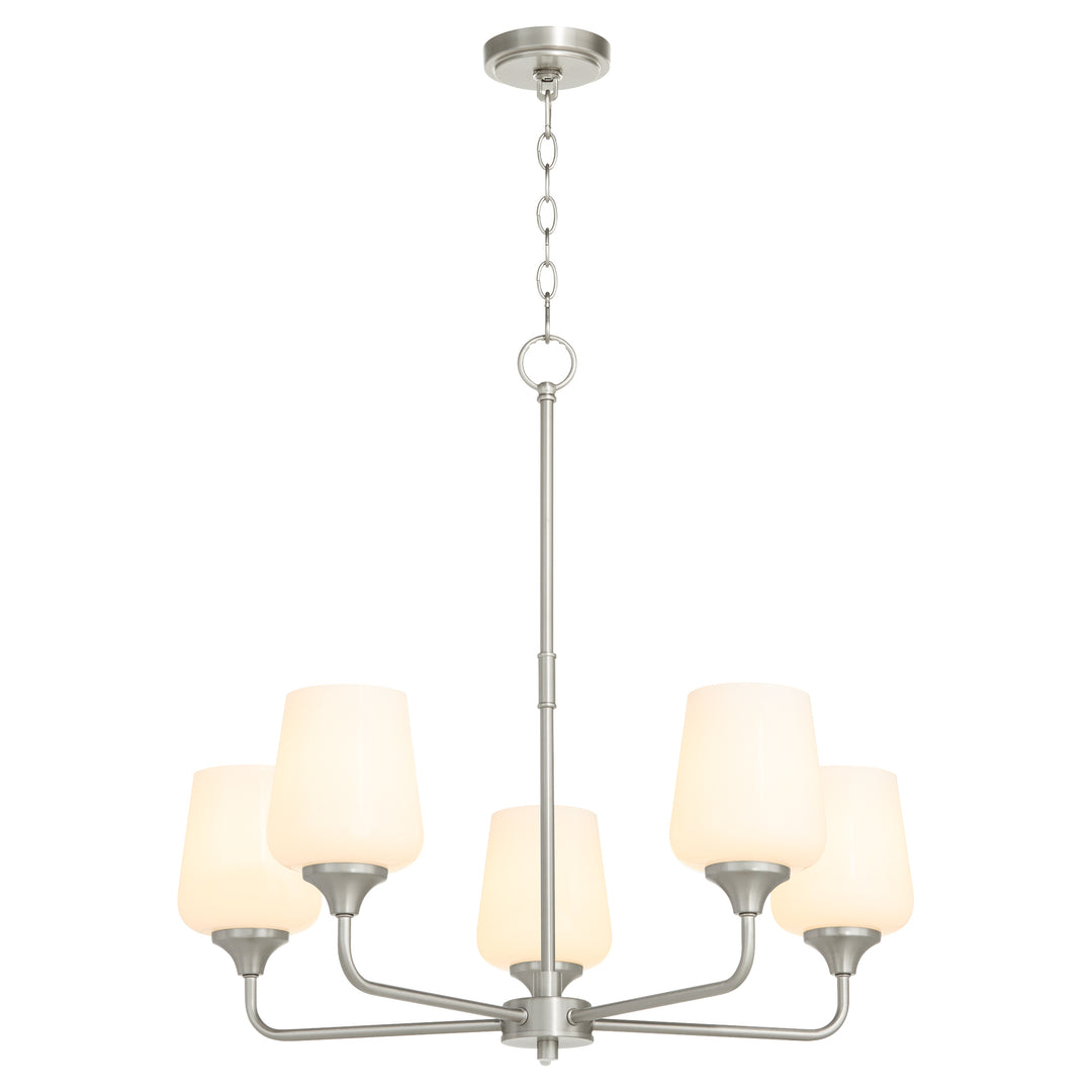 Raymond 5 Light Opal Chandelier - Satin Nickel