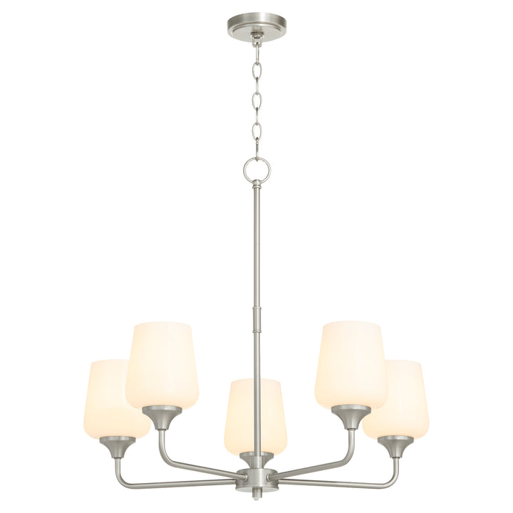 Raymond 5 Light Opal Chandelier - Satin Nickel