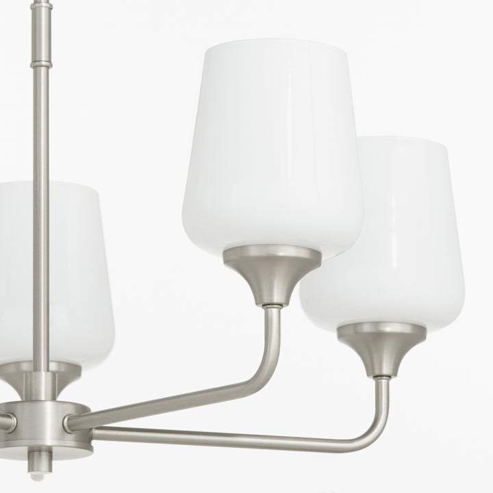Raymond 5 Light Opal Chandelier - Satin Nickel