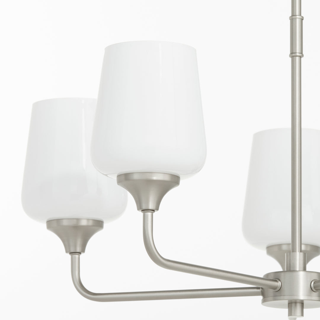 Raymond 5 Light Opal Chandelier - Satin Nickel