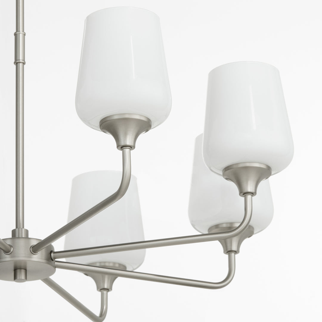 Raymond 8 Light Opal Chandelier - Satin Nickel