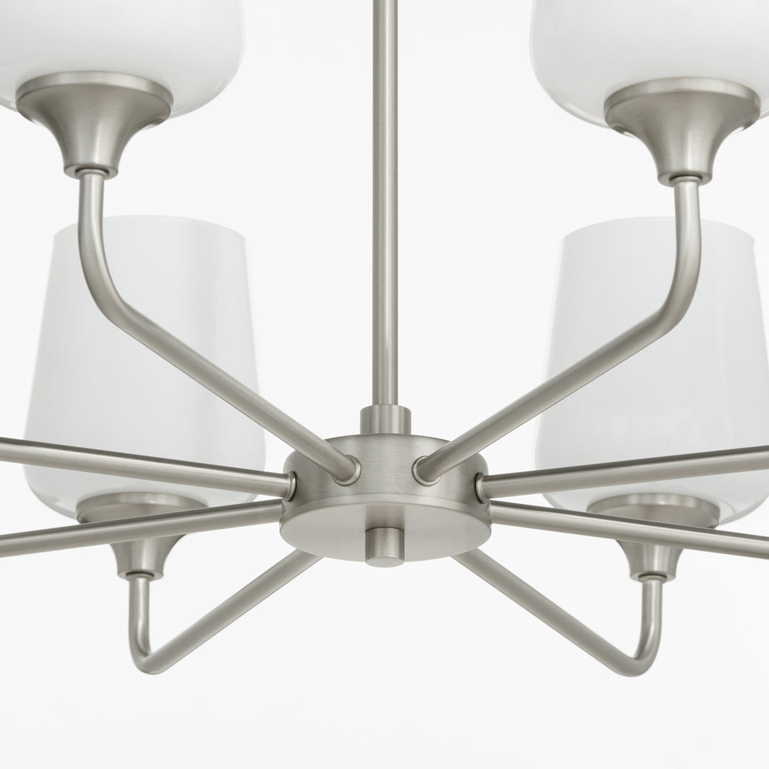Raymond 8 Light Opal Chandelier - Satin Nickel