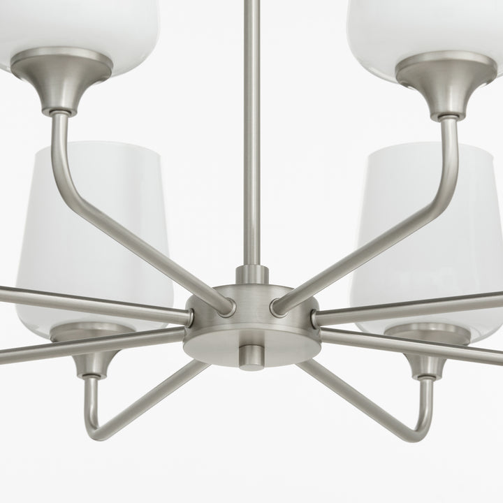 Raymond 8 Light Opal Chandelier - Satin Nickel