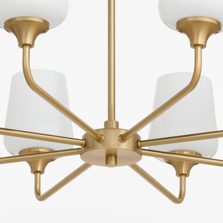 Raymond 8 Light Opal Chandelier - Aged Brass
