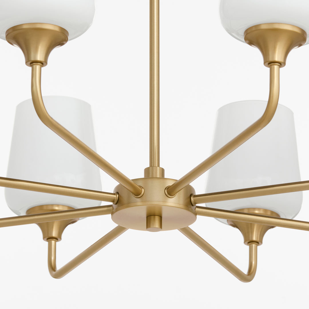Raymond 8 Light Opal Chandelier - Aged Brass