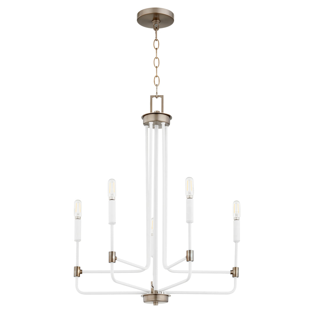 Davies 5 Light Chandelier - Studio White | Dark Brass