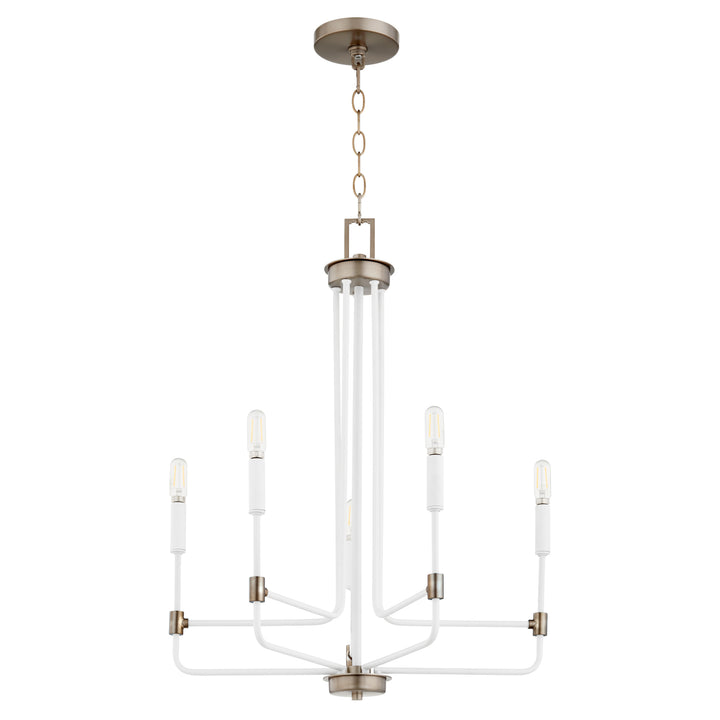 Davies 5 Light Chandelier - Studio White | Dark Brass