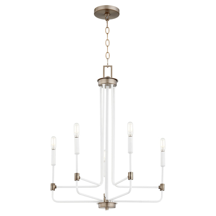 Davies 5 Light Chandelier - Studio White | Dark Brass
