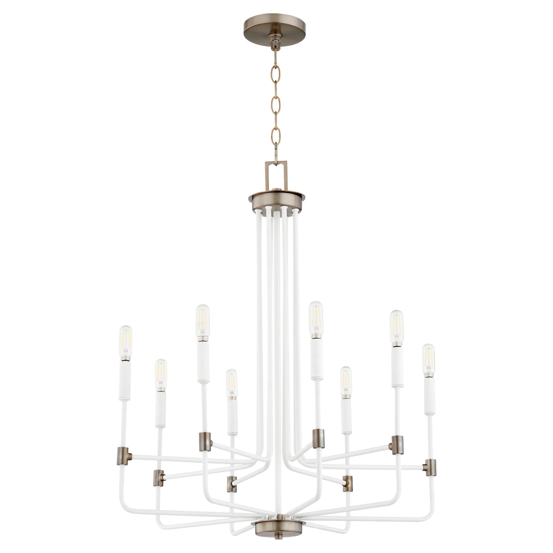 DAVIES 8 Light Chandelier - Studio White/Dark Brass