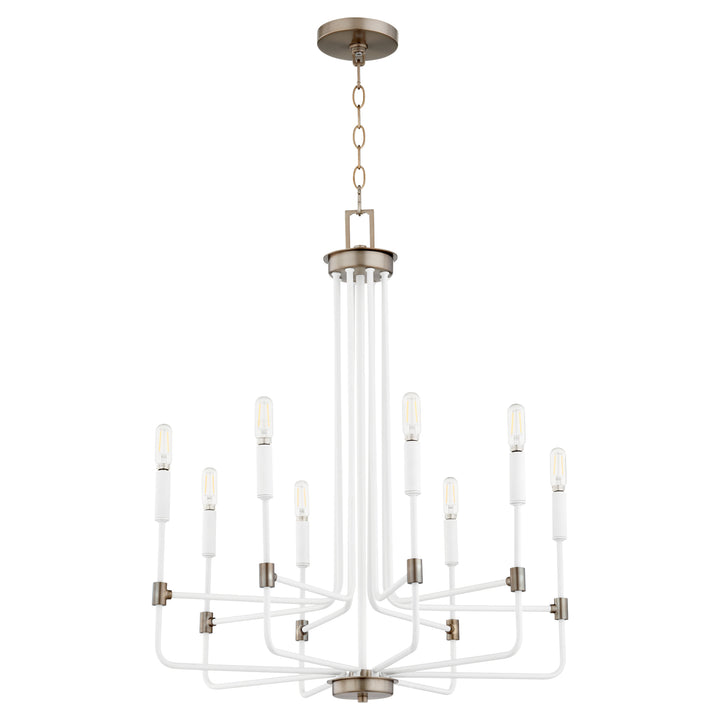 DAVIES 8 Light Chandelier - Studio White/Dark Brass