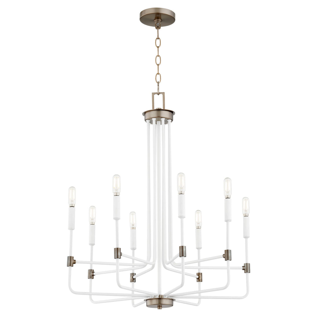 DAVIES 8 Light Chandelier - Studio White/Dark Brass