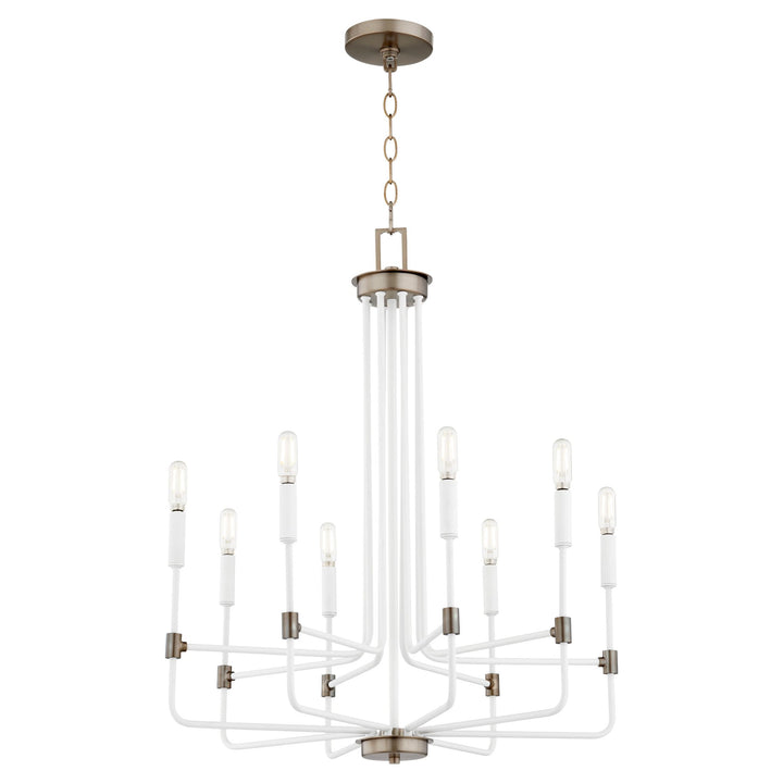 DAVIES 8 Light Chandelier - Studio White/Dark Brass