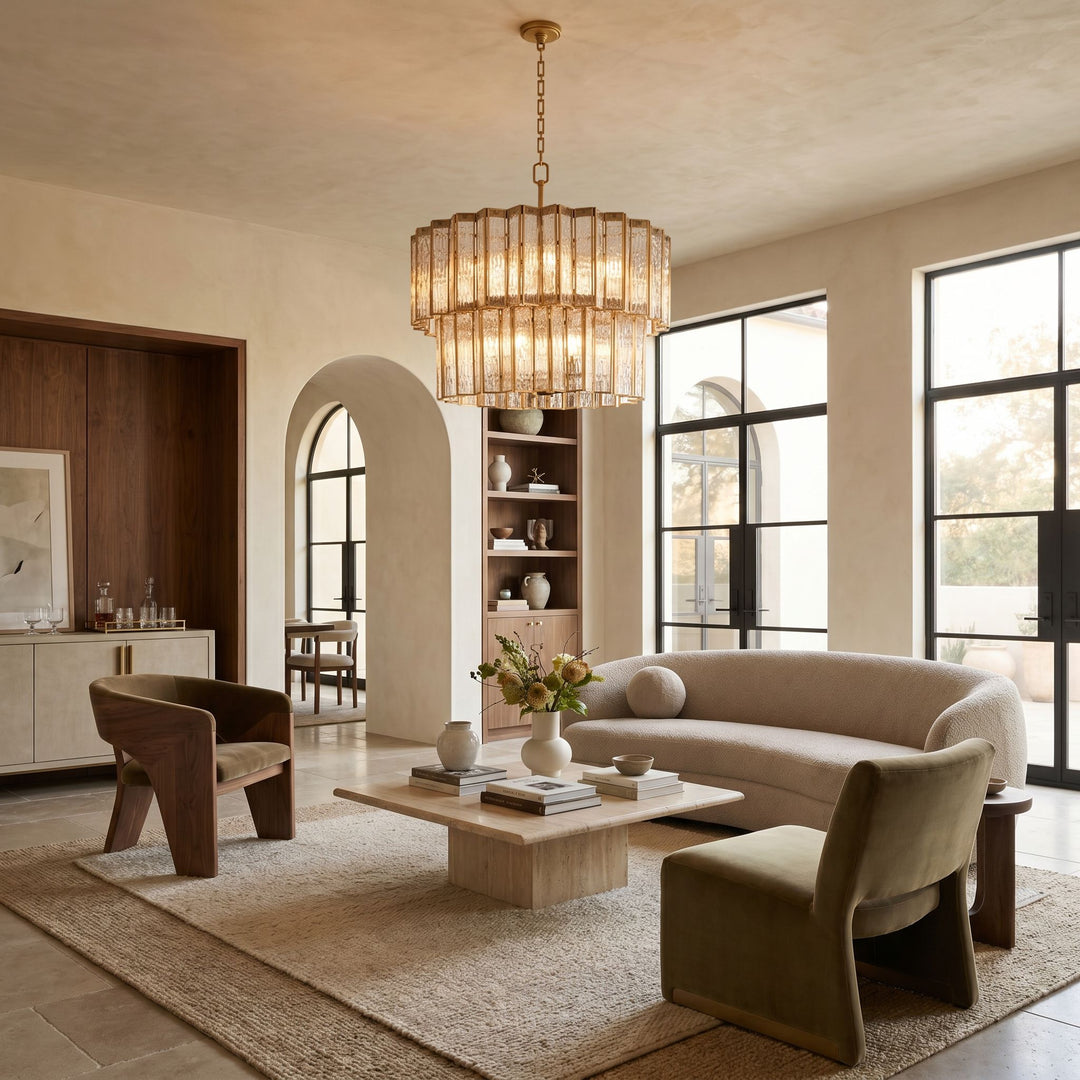 SAXONY 10 Light Chandelier - Aged Brass