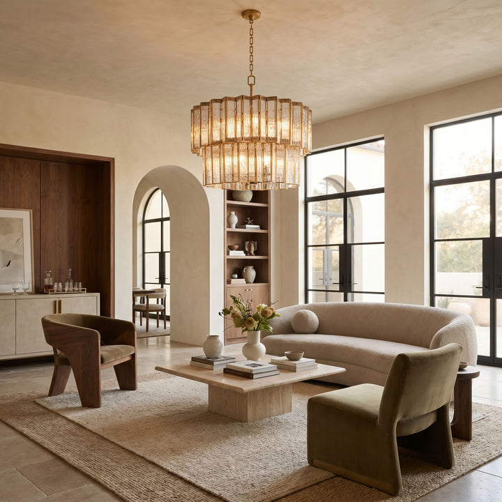 SAXONY 10 Light Chandelier - Aged Brass