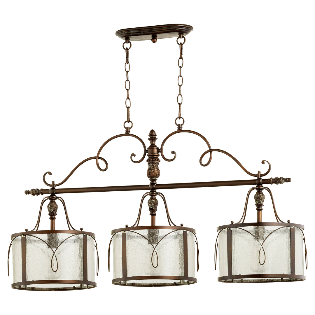 Salento 3 Light Traditional Vintage Copper Linear Pendant
