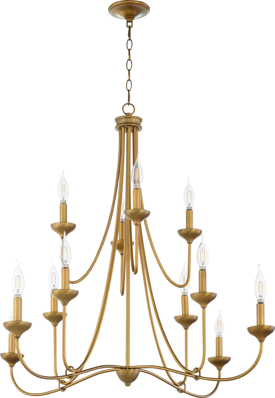 LIVINGSTON 12 Light Chandelier - Brushed Brass