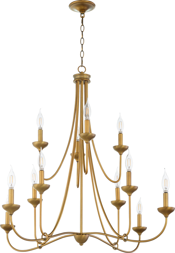 LIVINGSTON 12 Light Chandelier - Brushed Brass