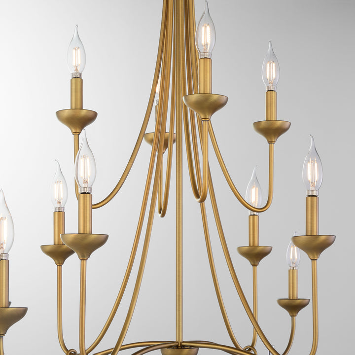 LIVINGSTON 12 Light Chandelier - Brushed Brass