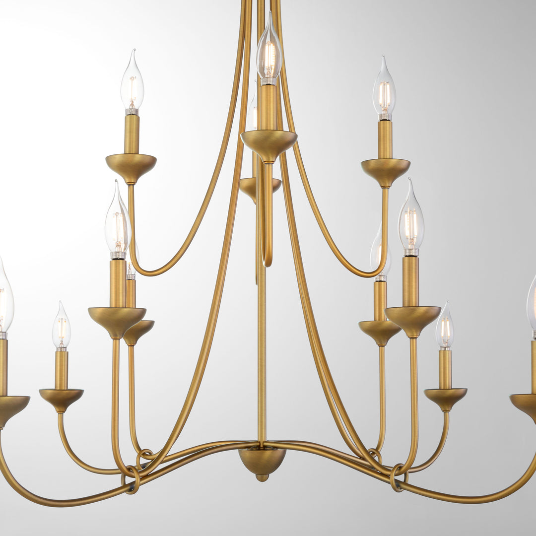 LIVINGSTON 12 Light Chandelier - Brushed Brass