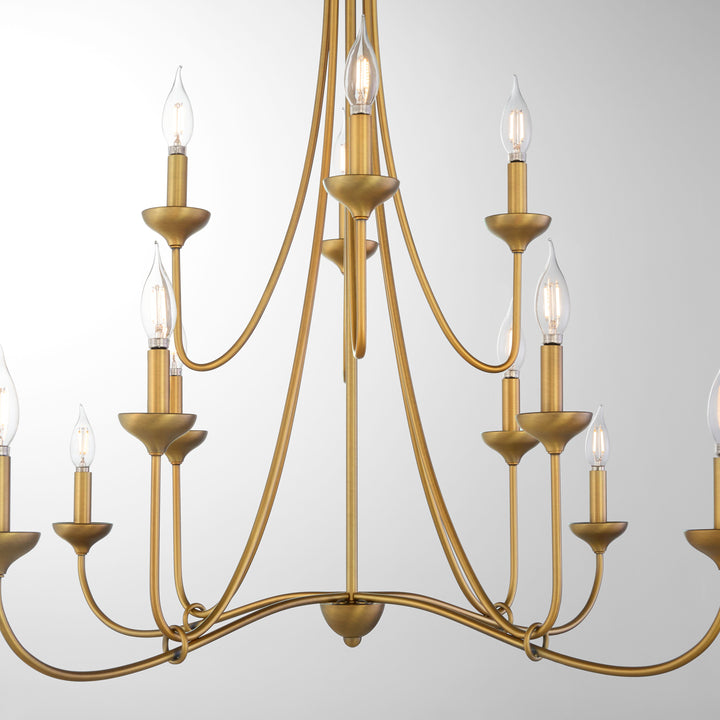 LIVINGSTON 12 Light Chandelier - Brushed Brass
