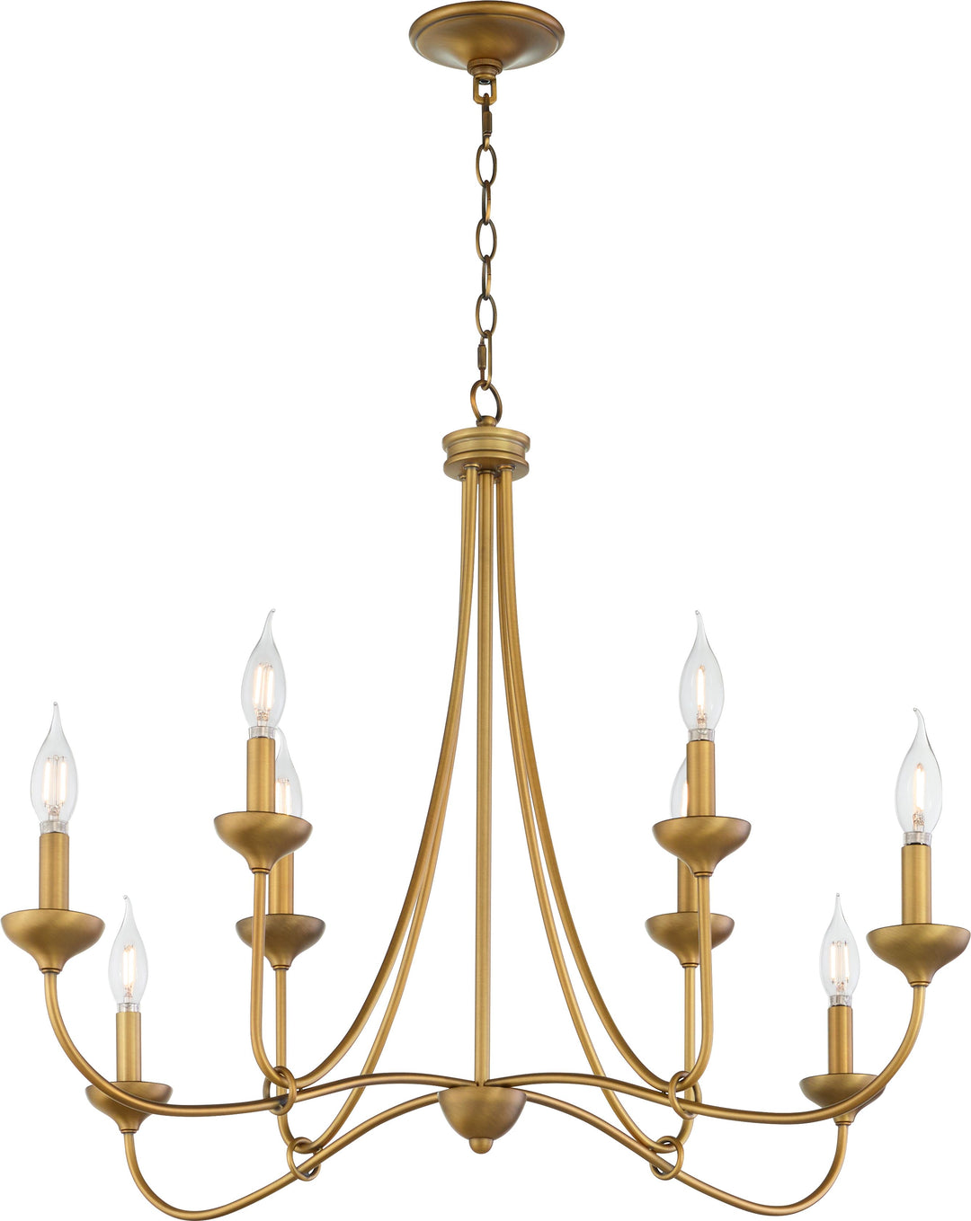 LIVINGSTON 8 Light Chandelier - Brushed Brass