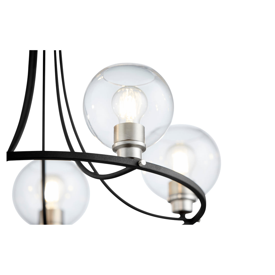 Clarion 5 Light Chandelier- Textured Black | Satin Nickel