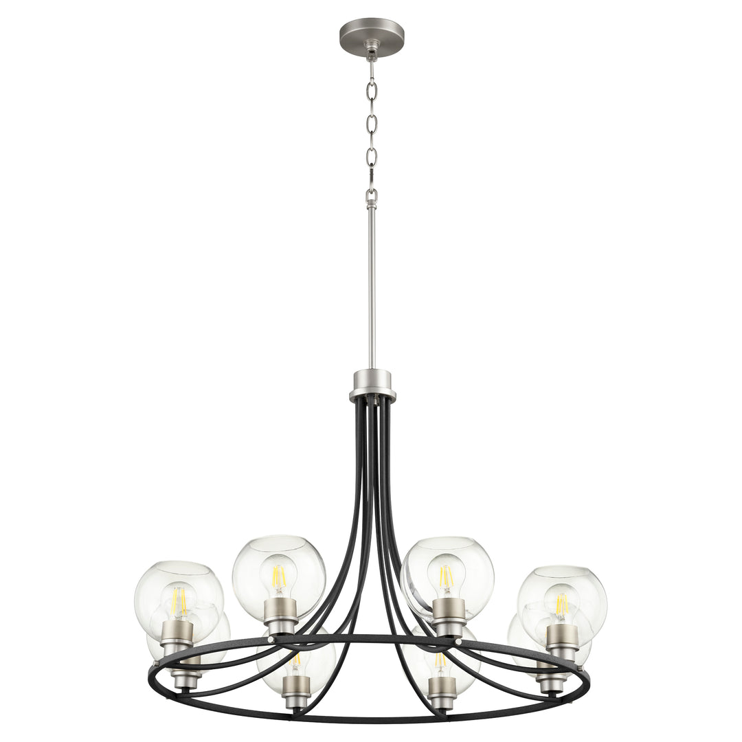 CLARION 8 Light Chandelier - Textured Black/Satin Nickel