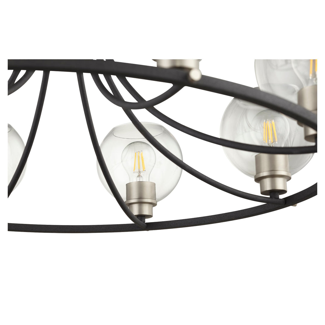 CLARION 8 Light Chandelier - Textured Black/Satin Nickel