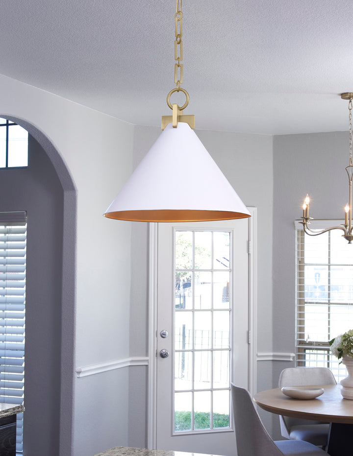 JACKSON 16" Cone Pendant - Studio White/Aged Brass