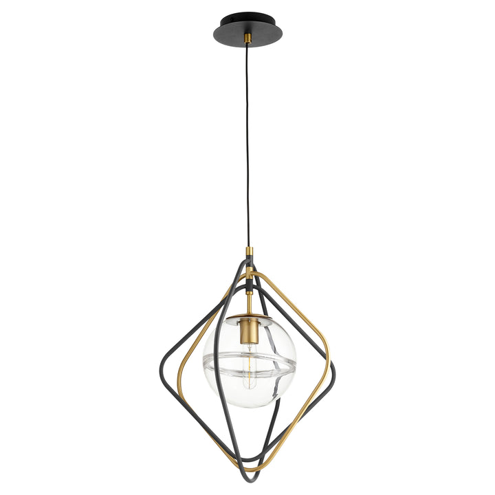 Gimble 1-Light Black/Aged Brass Pendant