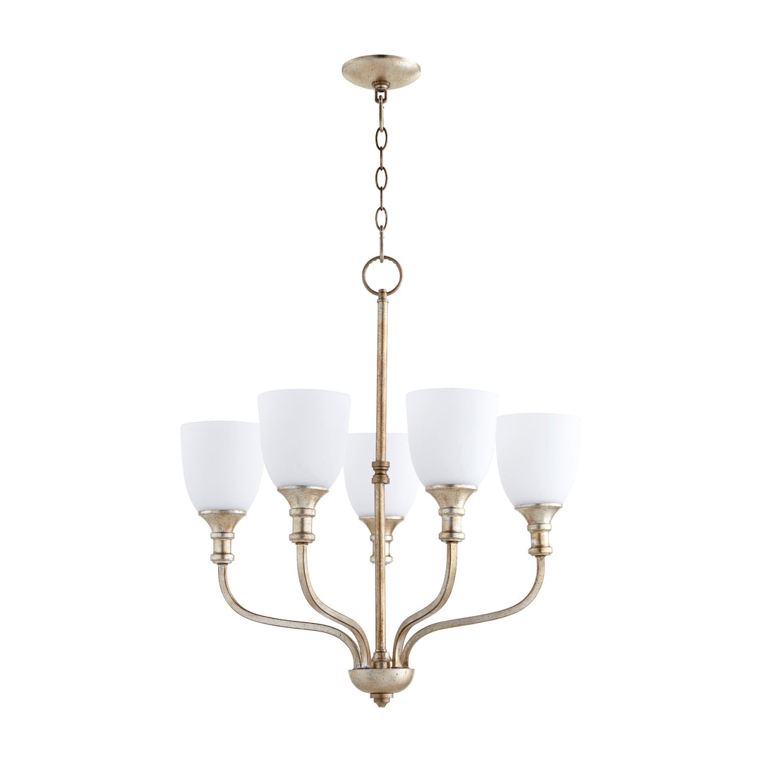 RICHMOND 5 Light Chandelier - Aged Silver Leaf