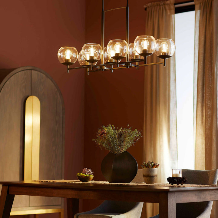 LYON 8 Light Linear Chandelier - Matte Black