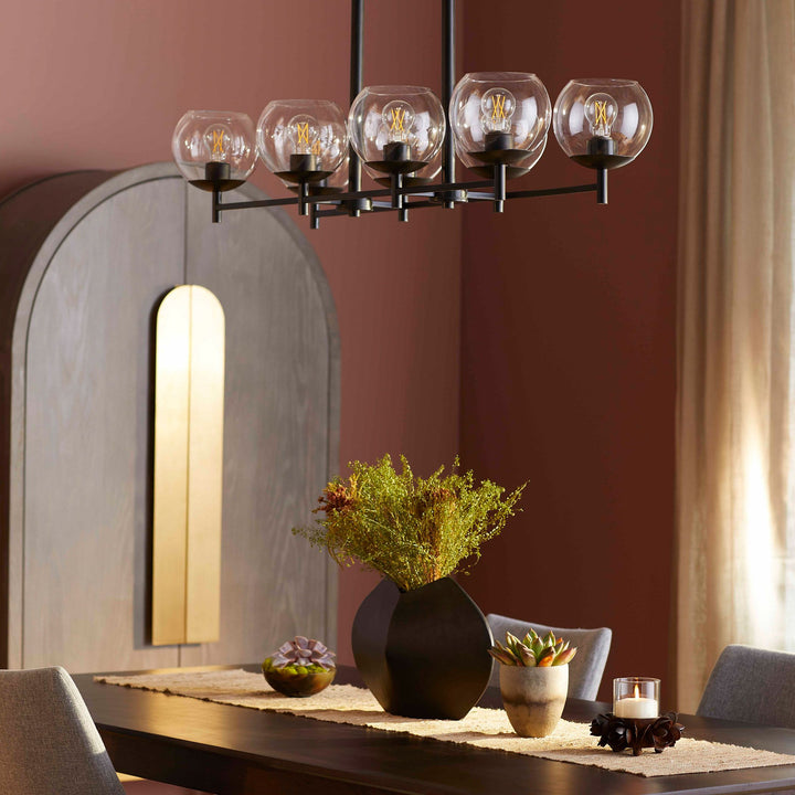 LYON 8 Light Linear Chandelier - Matte Black