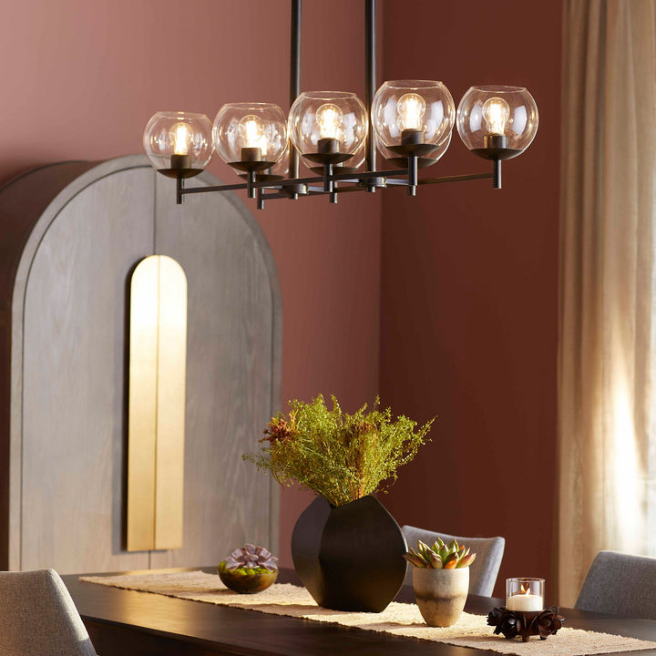 LYON 8 Light Linear Chandelier - Matte Black