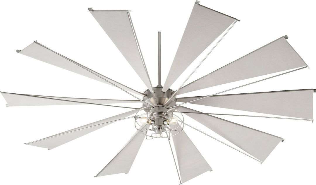 Mykonos 92-in 10 Blade Satin Nickel Transitional Ceiling Fan