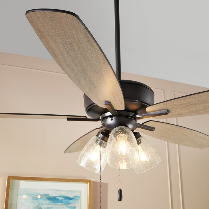 Breeze 52" Black Transitional Ceiling Fan - Textured Black