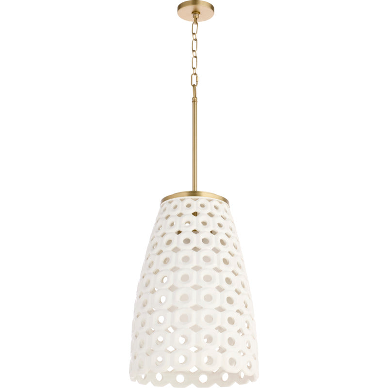 Varro Ceramic Pendant - Aged Brass