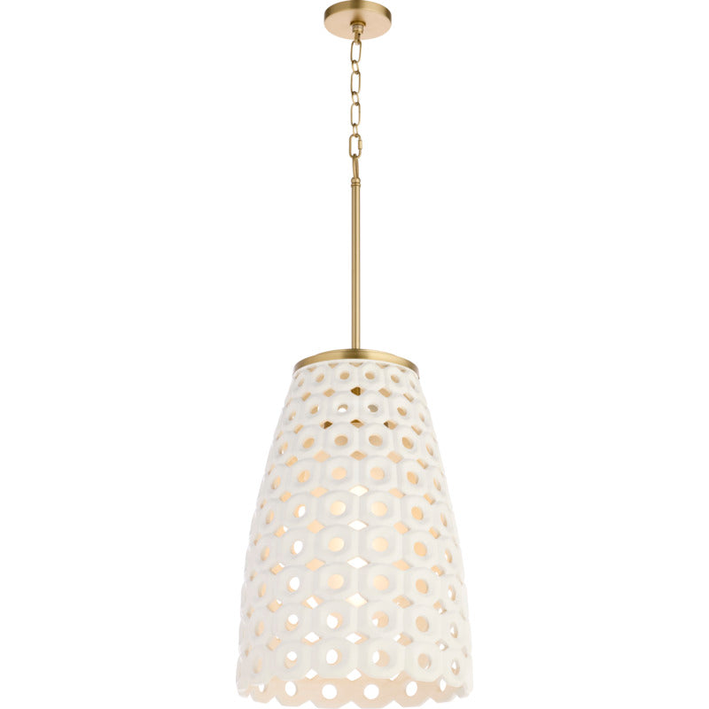 Varro Ceramic Pendant - Aged Brass