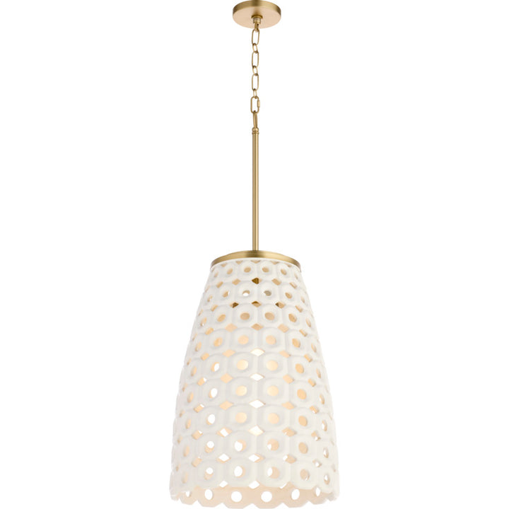 Varro Ceramic Pendant - Aged Brass