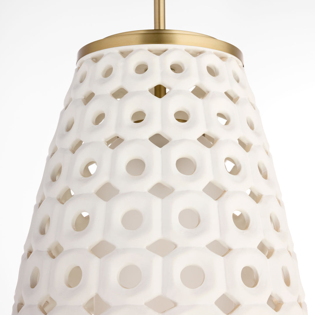 Varro Ceramic Pendant - Aged Brass