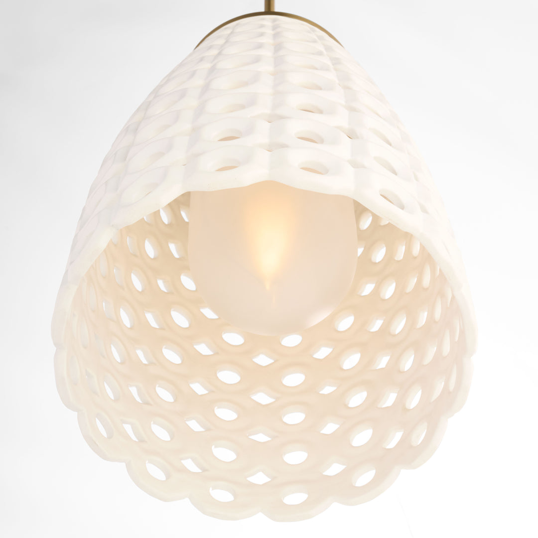 Varro Ceramic Pendant - Aged Brass