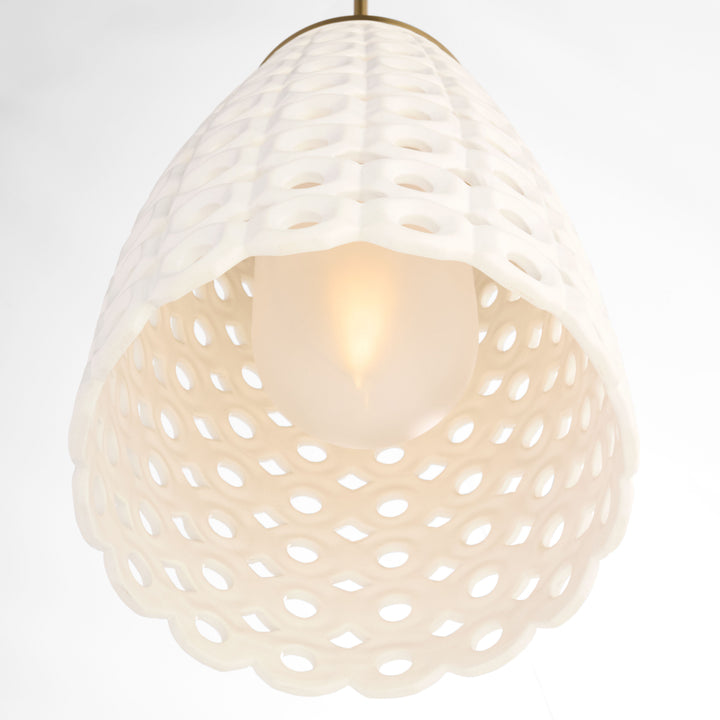 Varro Ceramic Pendant - Aged Brass