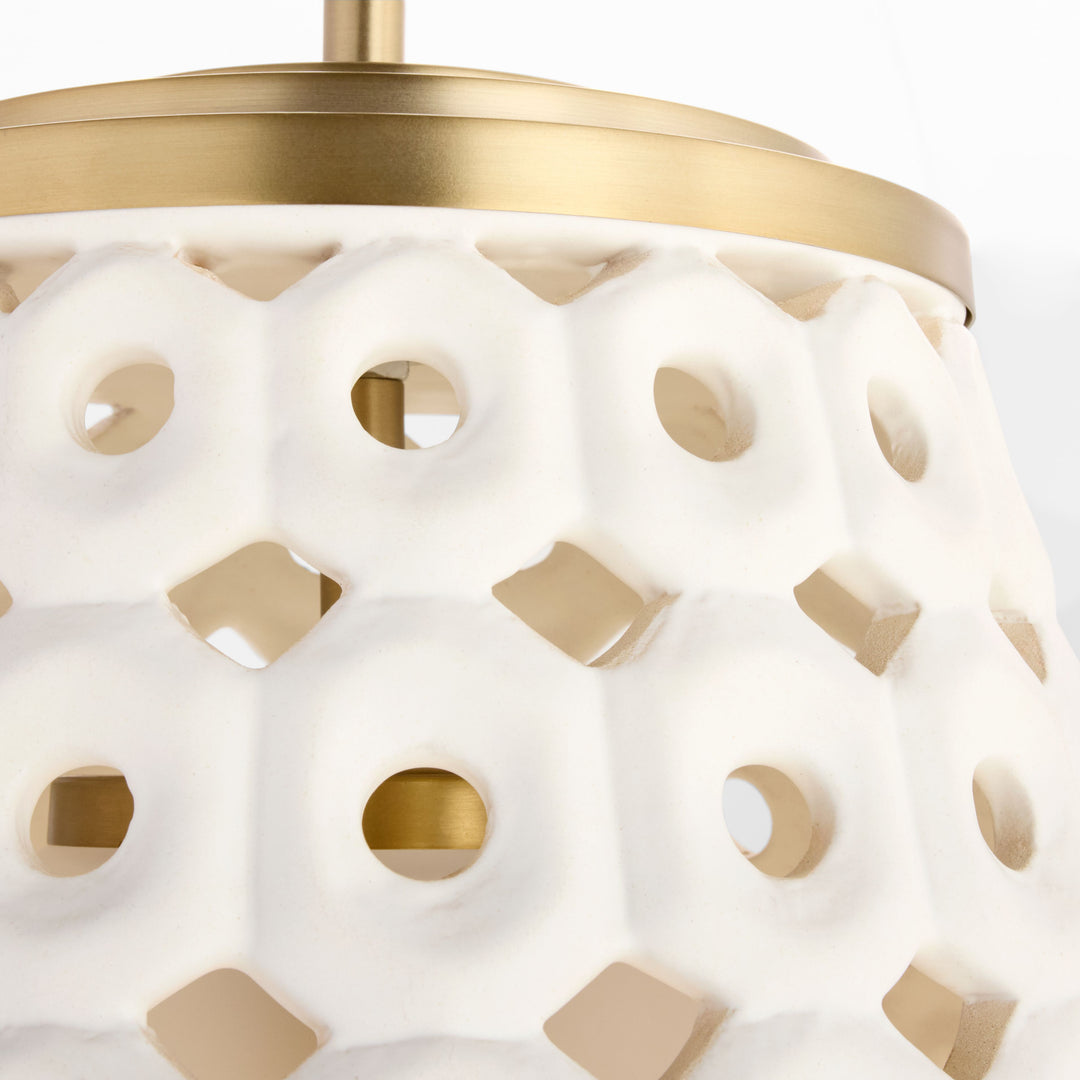 Varro Ceramic Pendant - Aged Brass