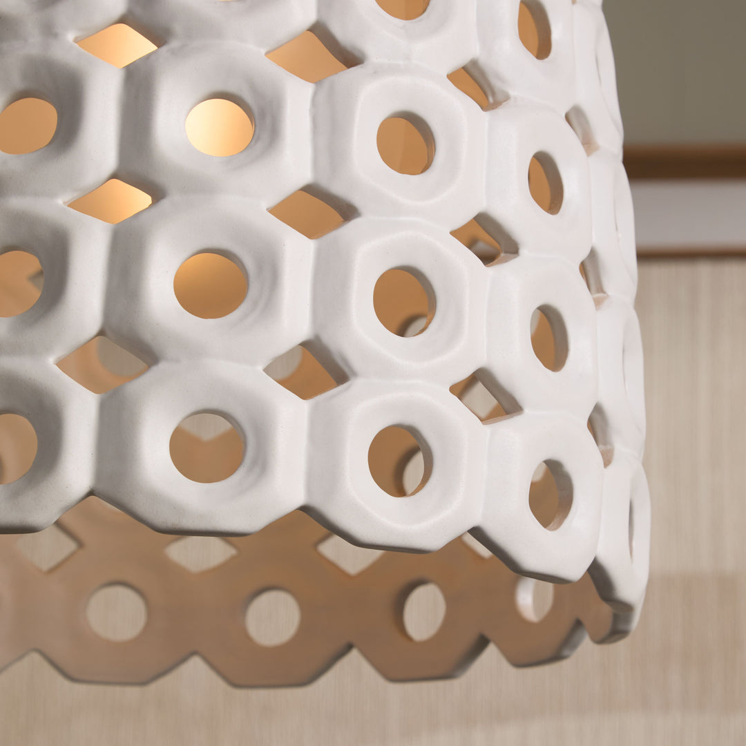 Varro Ceramic Pendant - Aged Brass