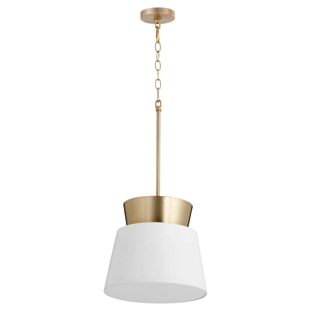 White and Aged Brass Modern and Contemporary Pendant